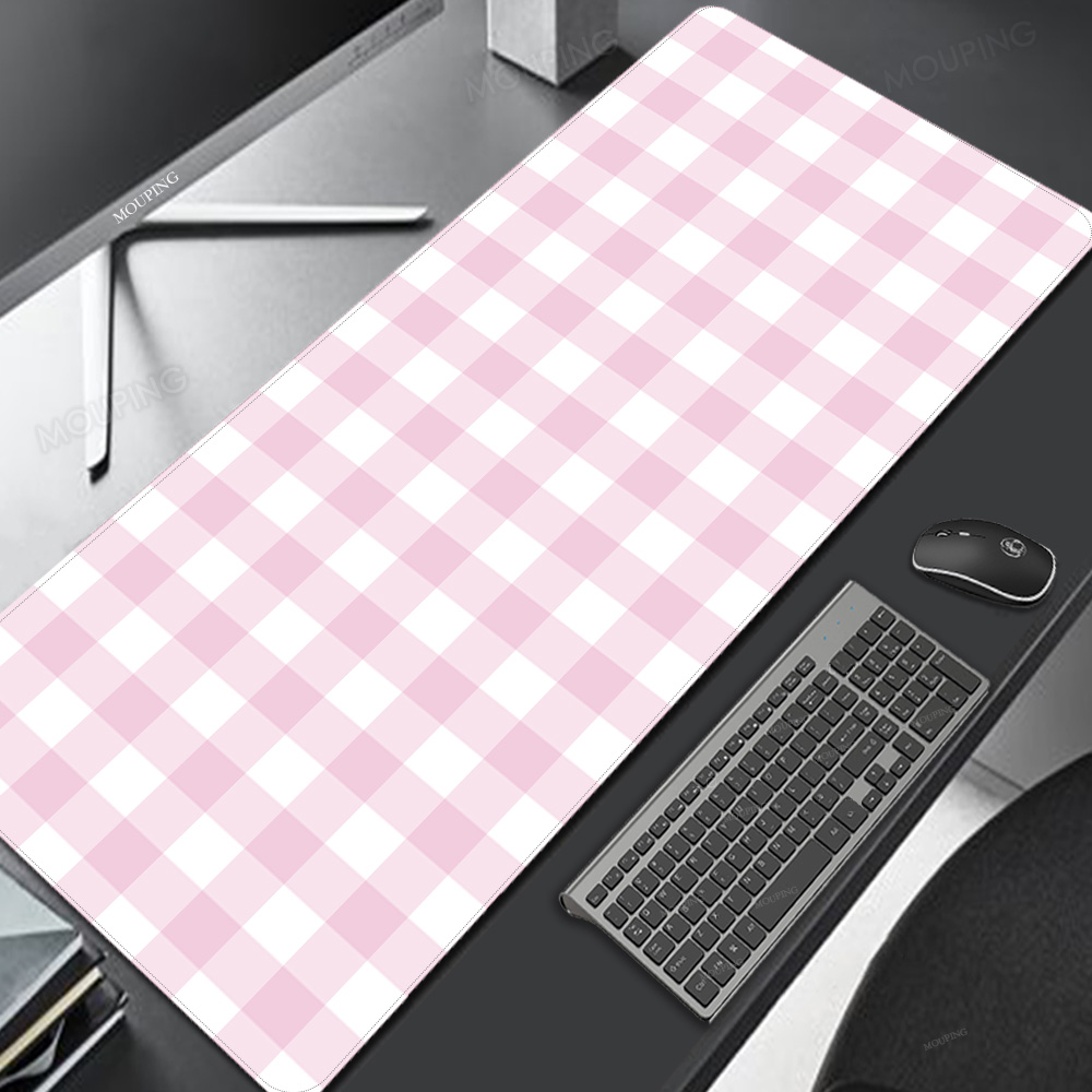 Gaming Keyboard Mouse Combo - Tapis de souris en treillis rose,