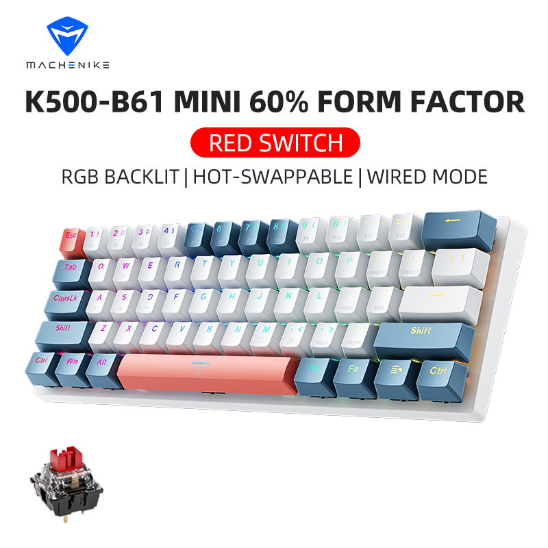 Gaming Keyboard Blue - K500-B61 Machenike Mini clavier mécanique 60%
