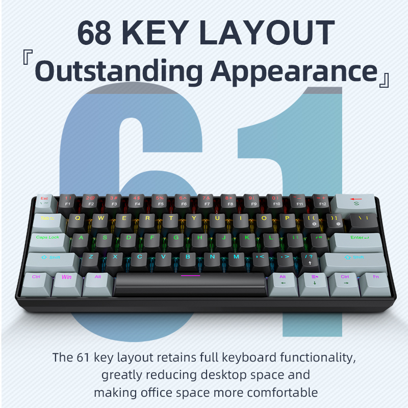 Gaming Keyboard Mouse And Headset Combo - APAYADO K61 Mini clavier mécanique, filaire,