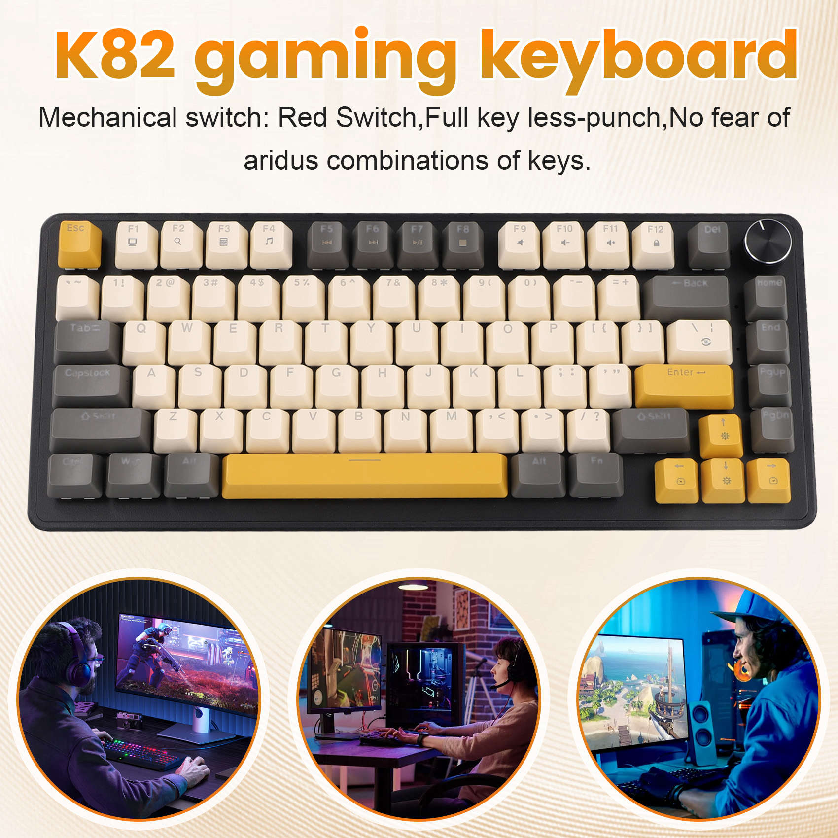 Keyboard Gaming Blue Switch - Clavier de jeu K82 avec bouton