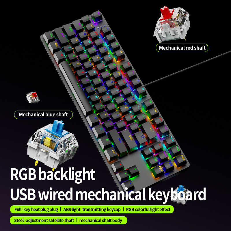 Keyboard Gaming Blue Switch - Clavier de jeu mécanique AK87 à