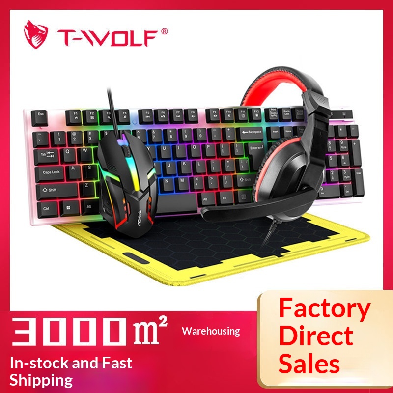 Gaming Keyboard Mouse And Headset Combo - Combo de jeu espagnol T-Wolf Tf240