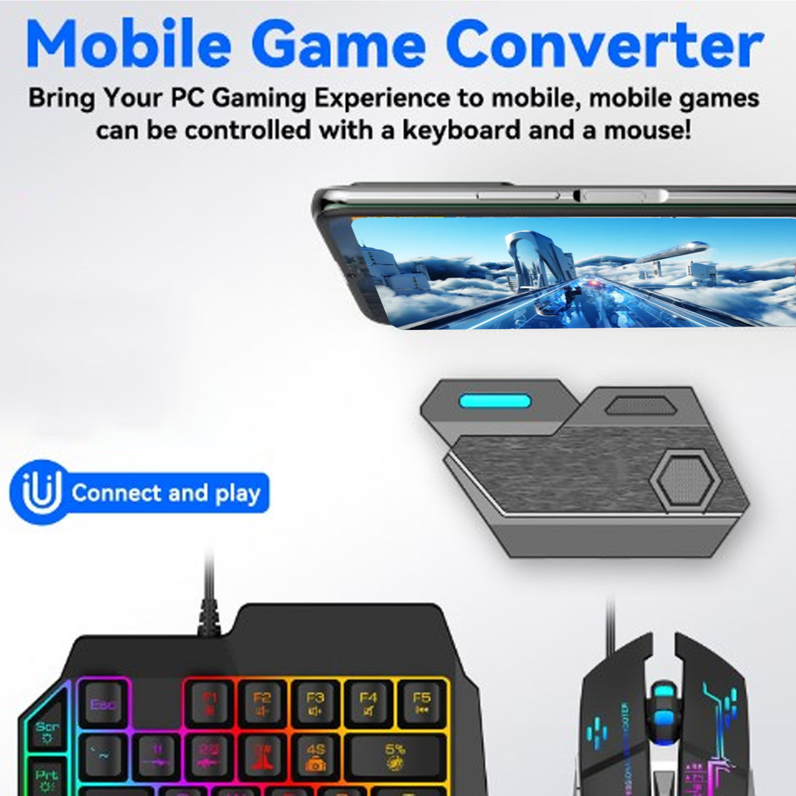 Gaming Keyboard Mobile - Pack combiné de jeu Mobile, connexion