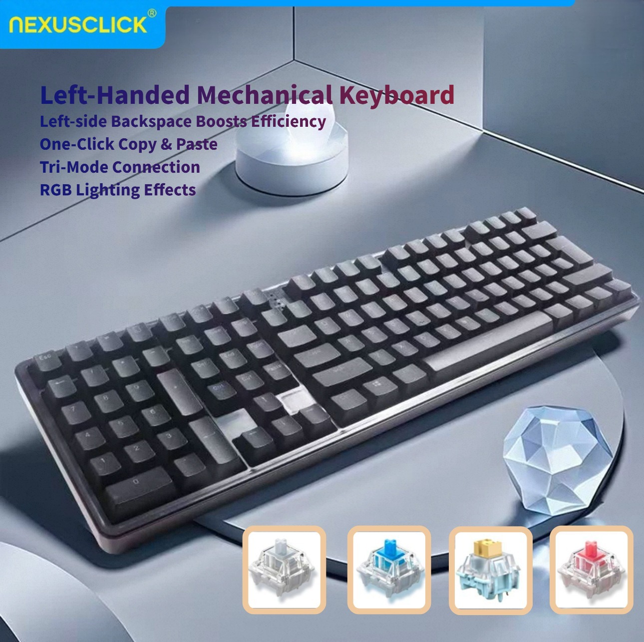 Gaming Keyboard Number Pad - Clavier mécanique ergonomique NexusClick pour gaucher,
