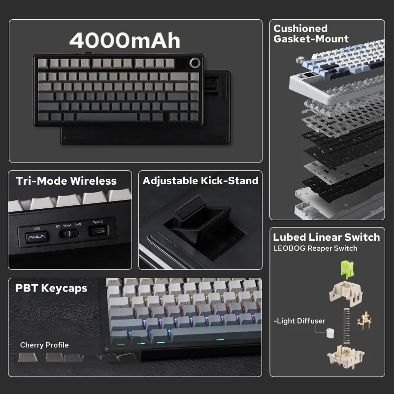 Clavier mécanique AULA F75 Max - Gaming Keyboard Wireless avis et prix